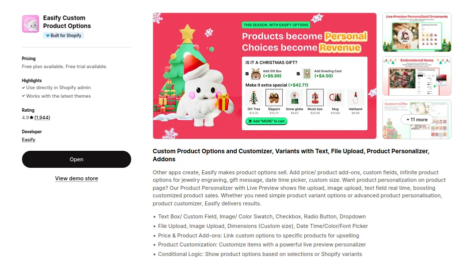 Easify Product Options App