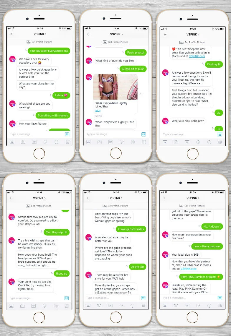 Victoria's Secret’s Bot screenshots