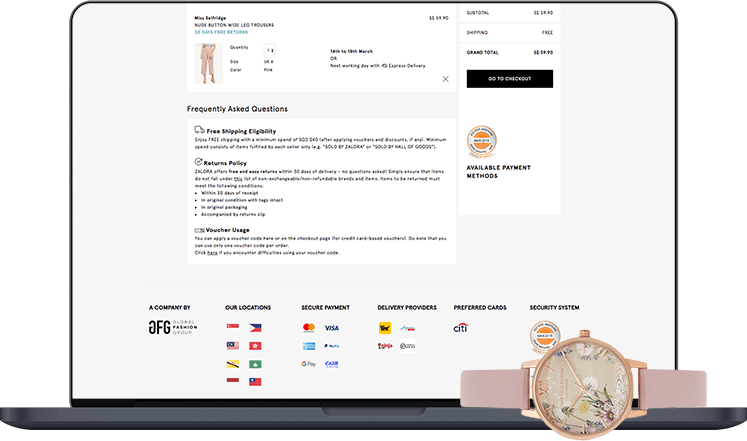 Zalora checkout page