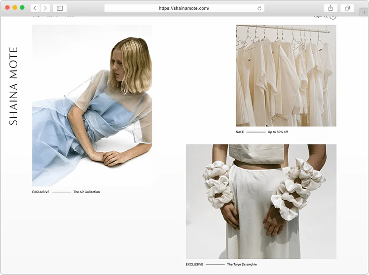 Fashion brand website design - Shaina Mote screenshot
