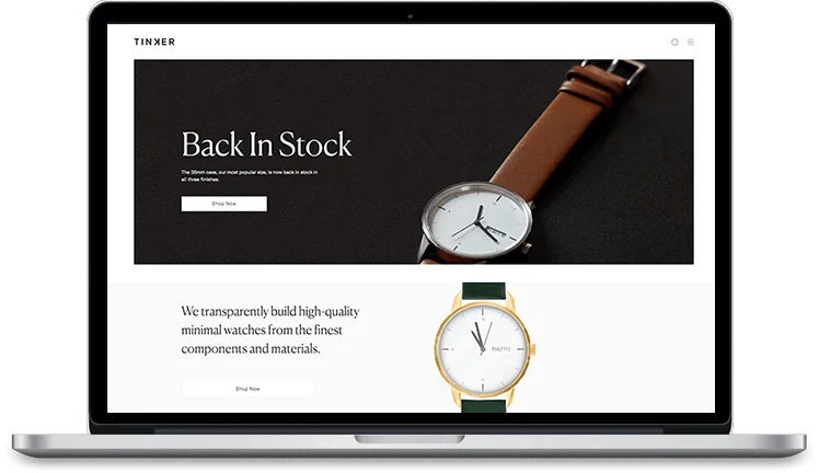 Fashion brand website design - Tinker Watches screenshot