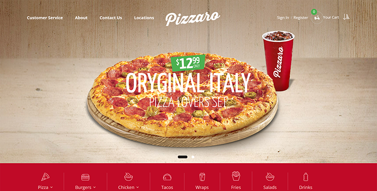 Pizzaro theme for Magento 2