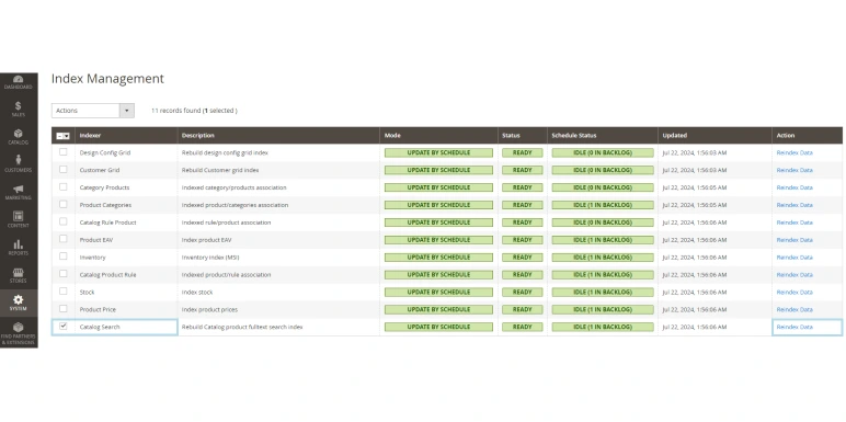 magento reindexing