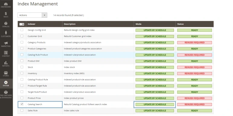 magento search indexer update