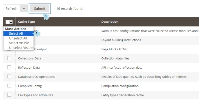 refreshing magento cache