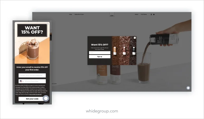 e-commerce homepage pop-ups Slate