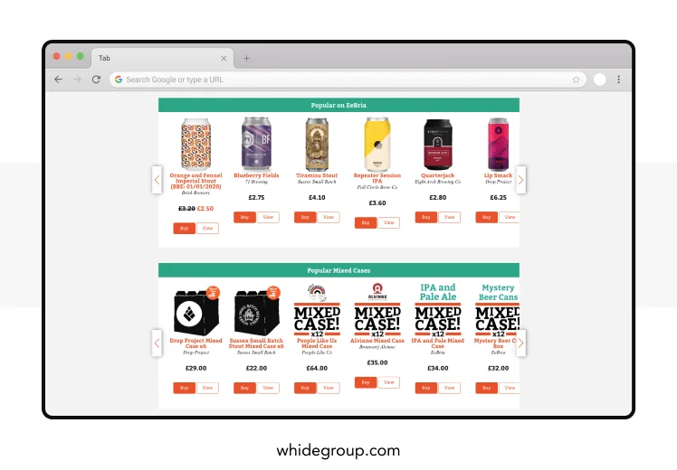 Sell alcohol online: best-selling products carousel