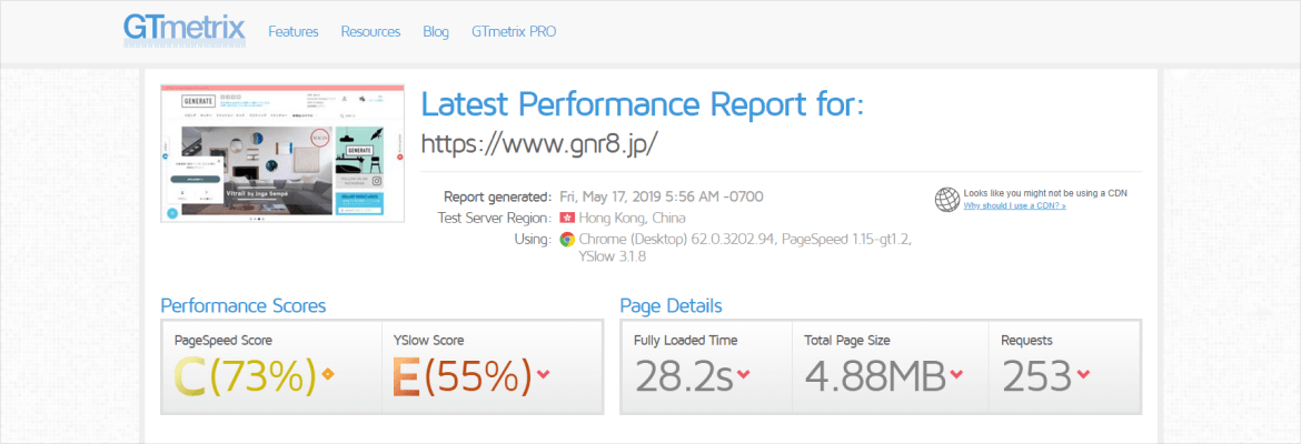 Performance report for 