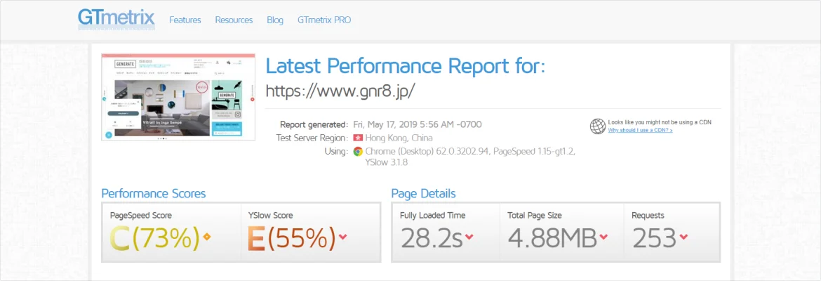 Performance report for Generate