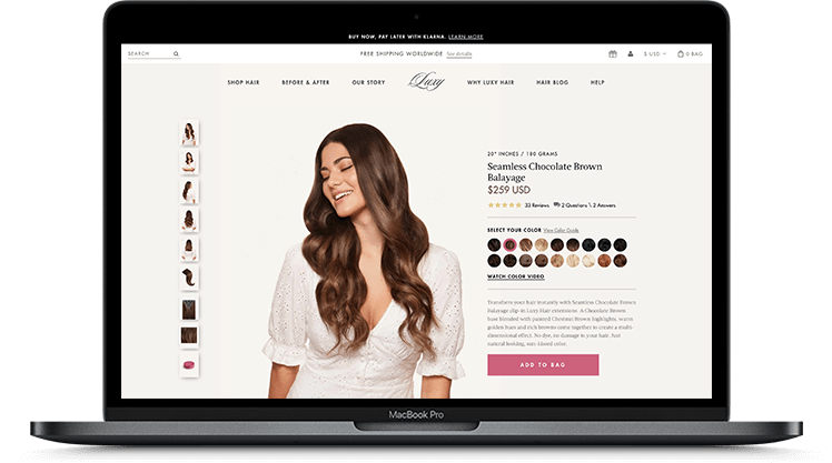 The list of the best Shopify stores: Luxy Hair