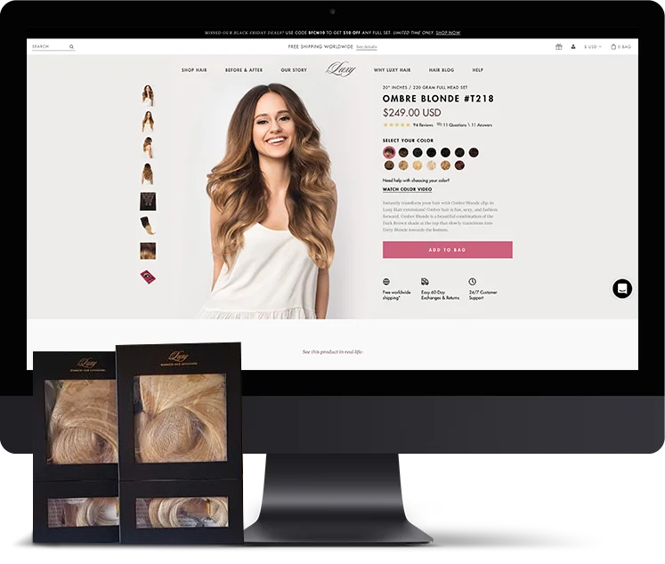 The list of the best Shopify stores: Luxy Hair