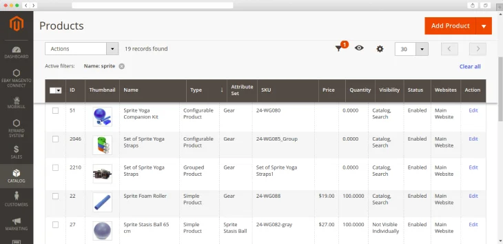 magento admin panel