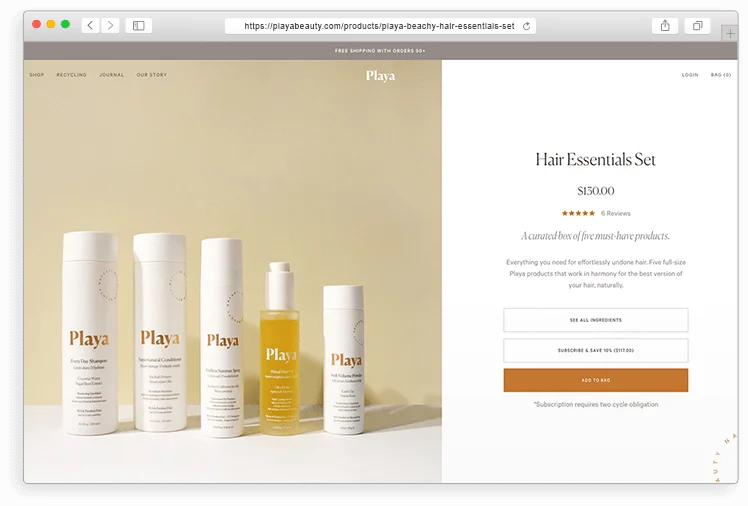 Top Shopify stores for inspiration: Playa Beauty