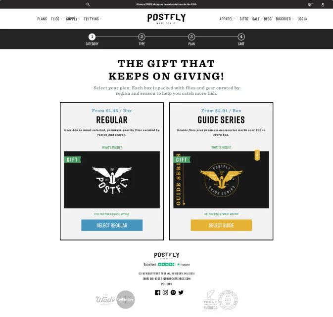 Postfly product page: before