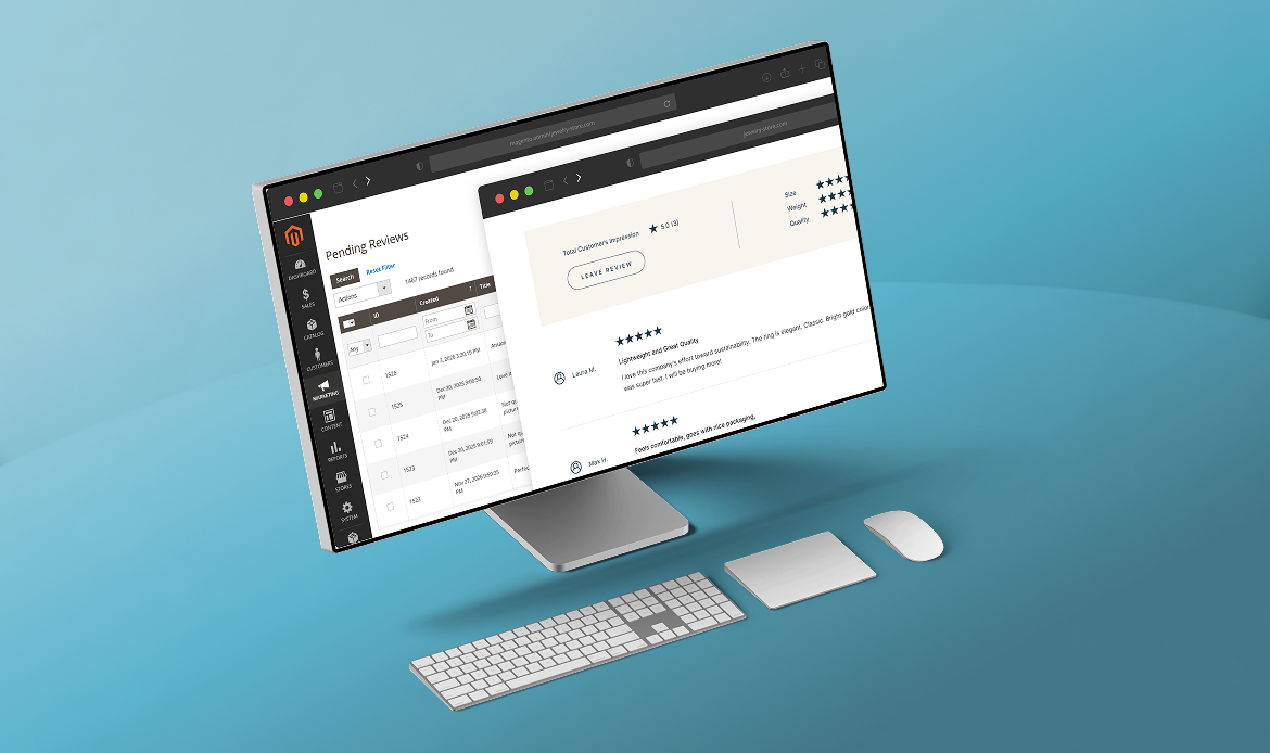 Magento 2 admin panel for moderating imported external product reviews