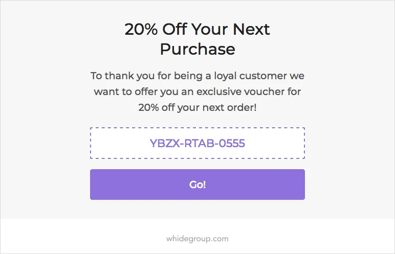 Repeat sales: Next order coupons