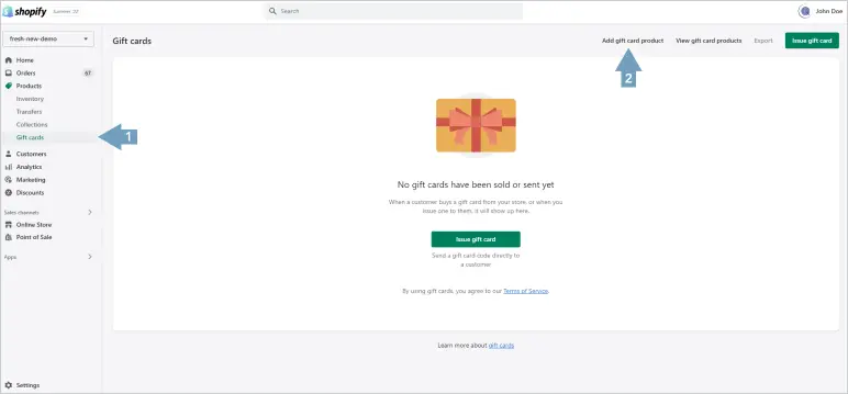 Add gift cards to Shopify step-by-step