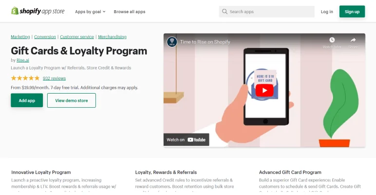 Gift Cards & Loyalty Program app for Shopify