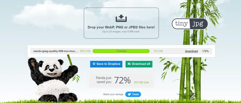 Shopify image optimization: tinypng screenshot