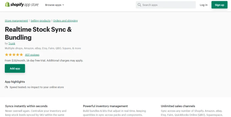 Realtime Stock Sync & Bundling by Trunk for Shopify inventory