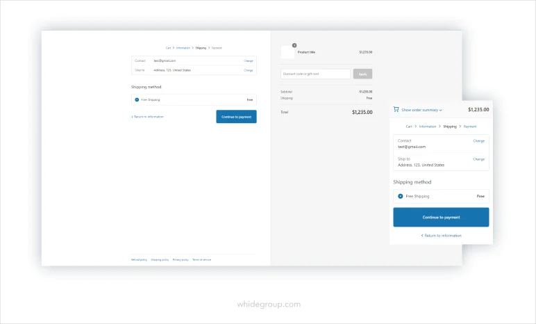 Shopify multi-page checkout: shipping