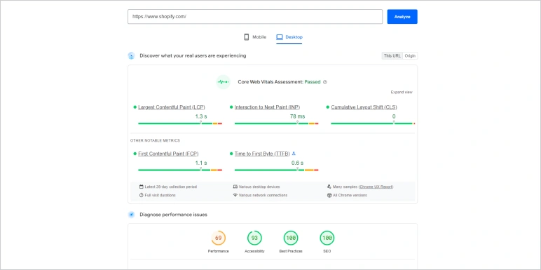 Google page speed insights