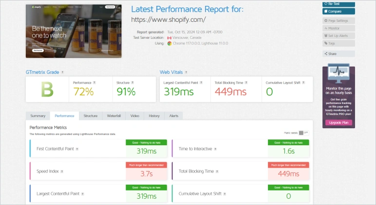 GTmetrix tool