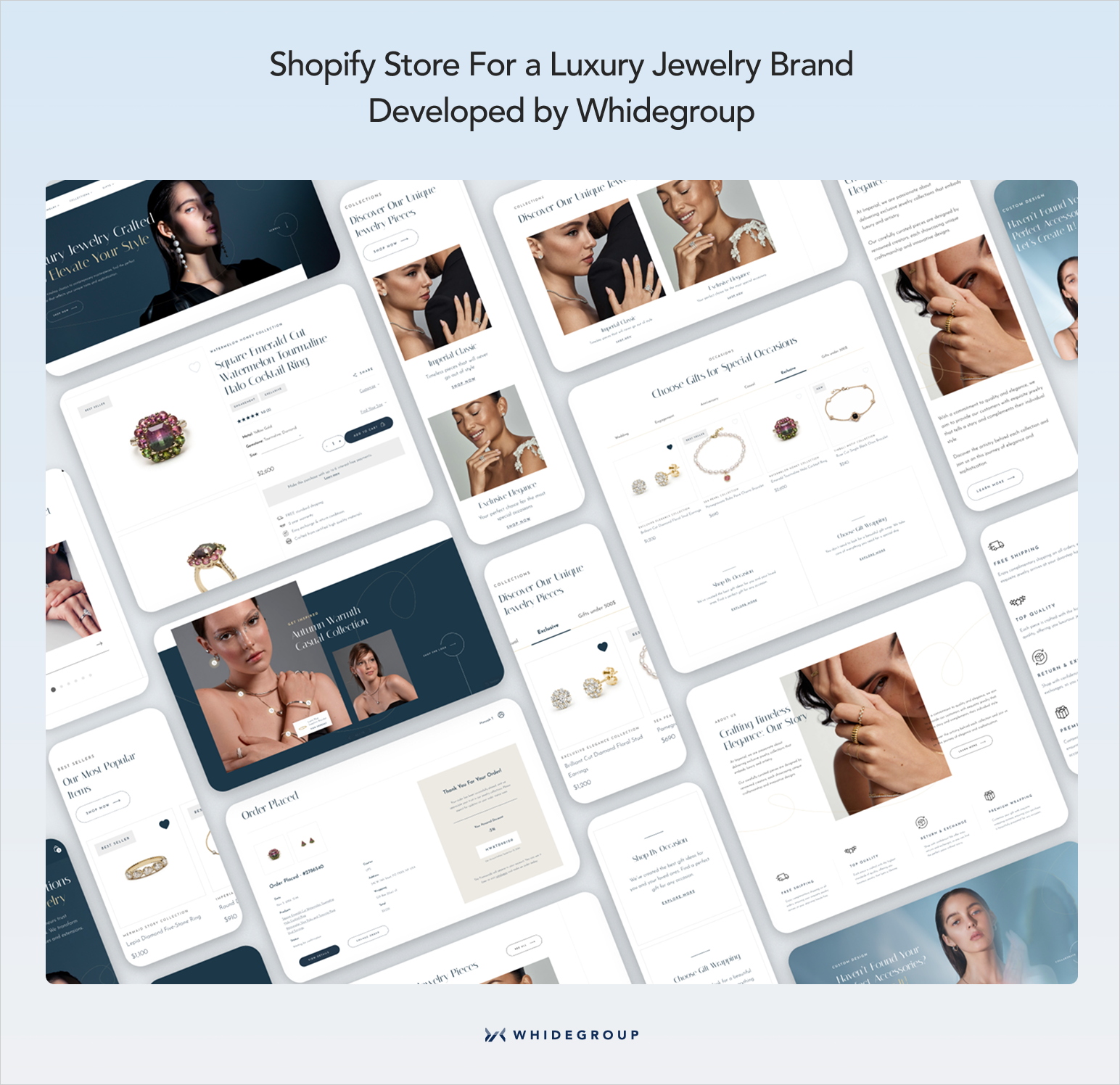 Shopify store for a luxury jewelry brand developed by Whidegroup