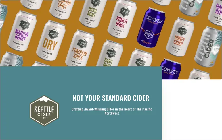 Single product website examples: Seattle Cider Co