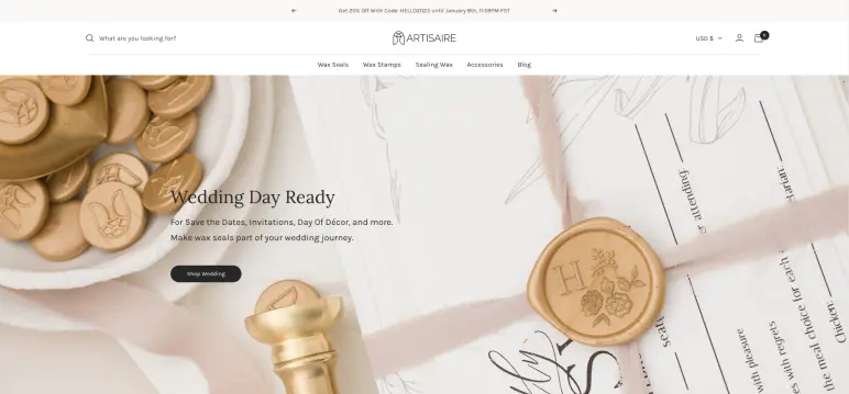 Single product e-commerce website examples: Artisaire