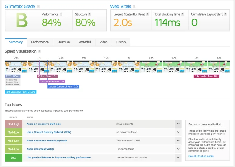 website speed optimization tools GTmetrix