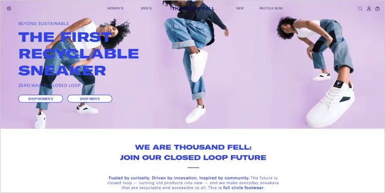 Sustainable e-commerce: Thousand Fell Shoes