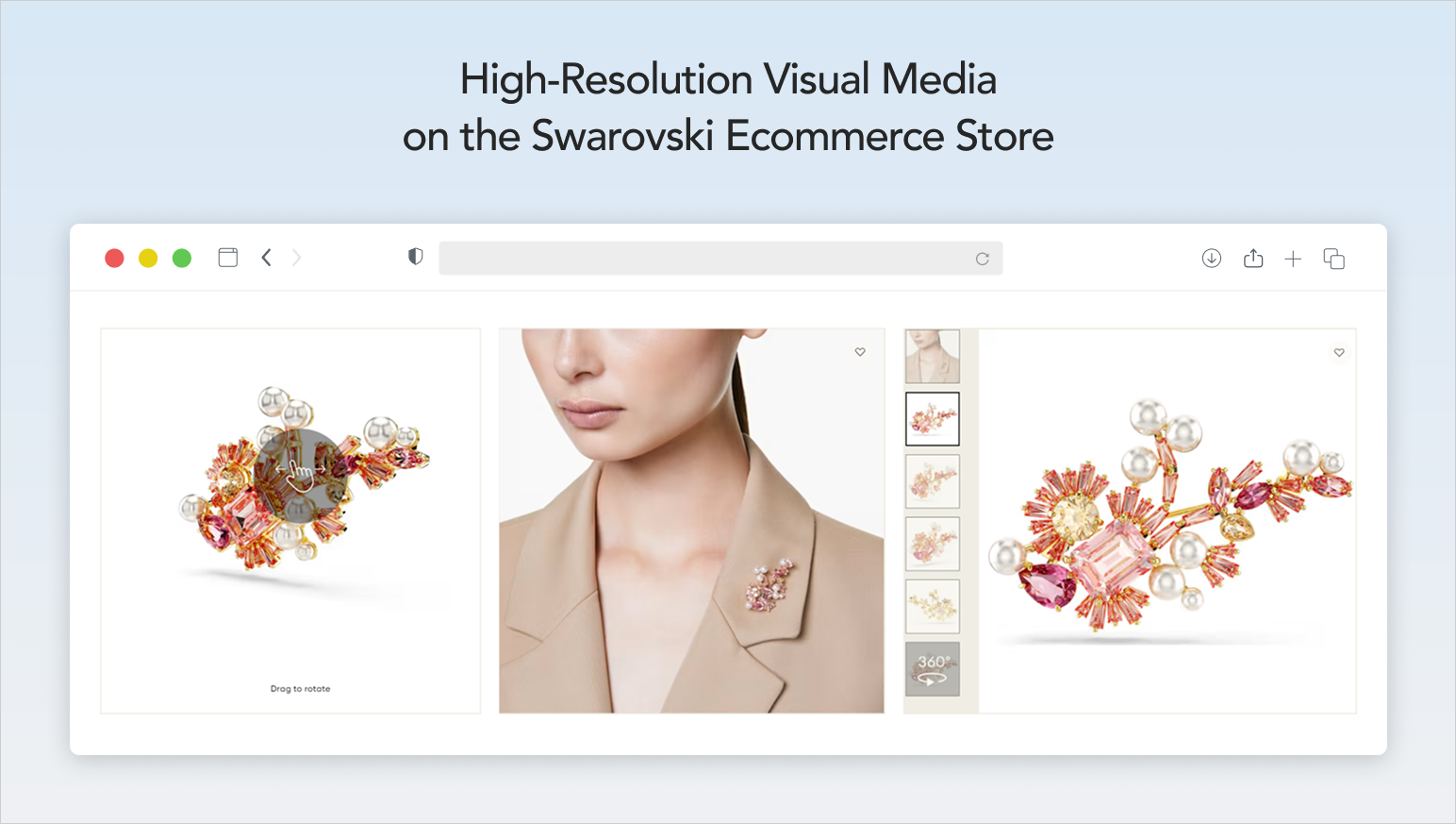 Interactive three hundred sixty degree media viewer showing advanced jewelry store development layout options.