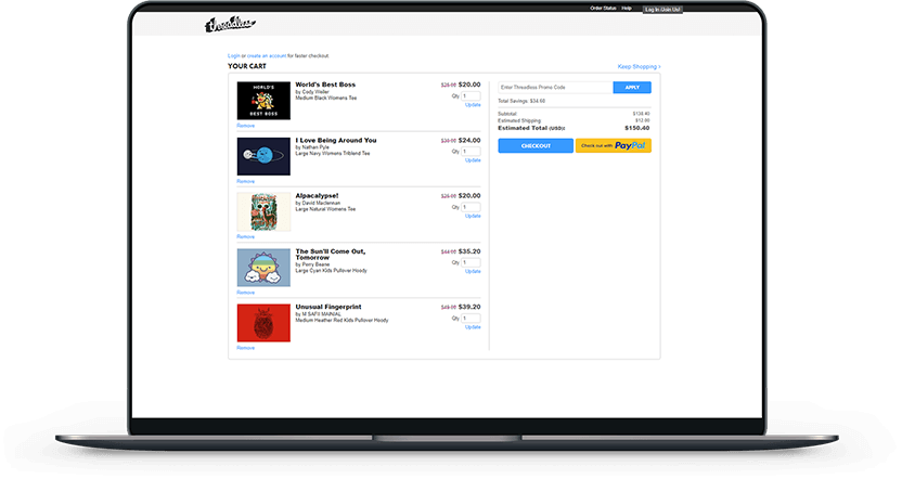 Threadless checkout screenshot